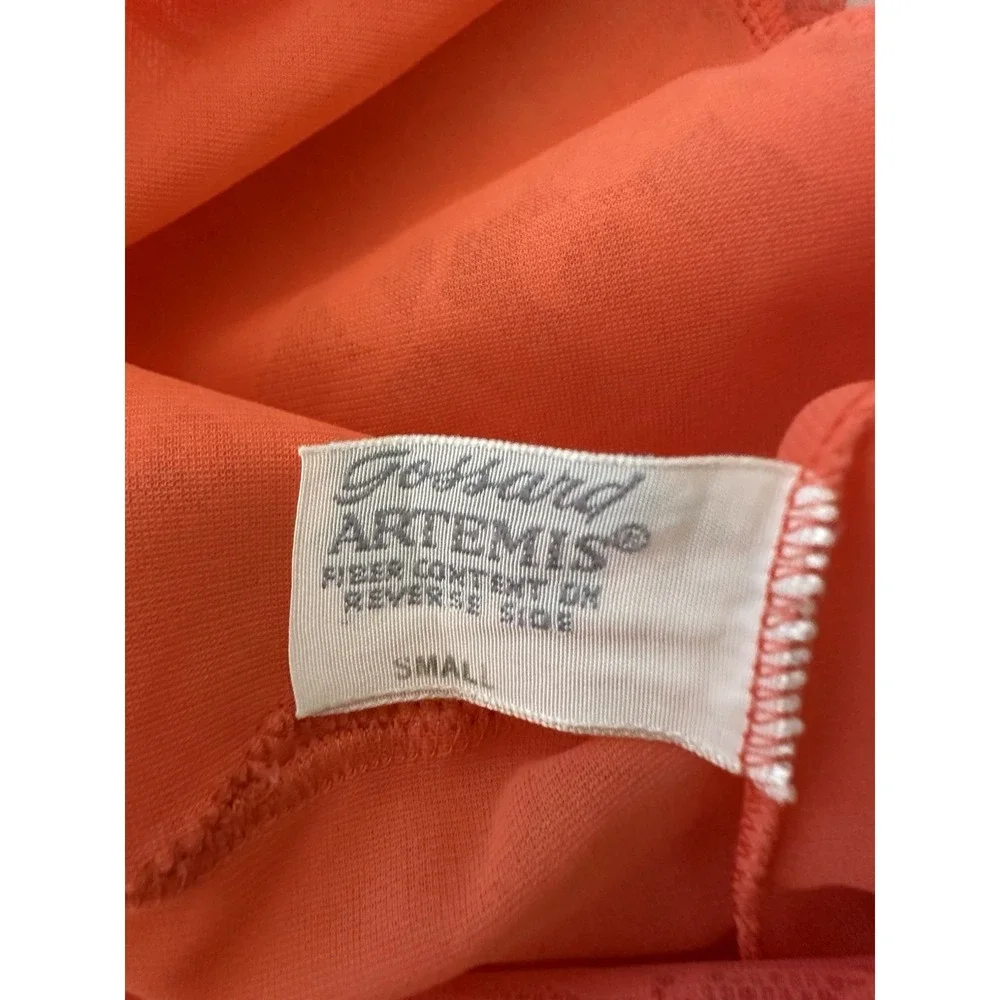 Vtg Gossard Artemis Orange Chiffon Nightgown Sleeveless Womens Small Lace Detail